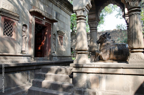 Shri Rajeshwar Temple, near Holkar Wada (fort), located at Wafgaon, near Pune, Maharashtra, India photo