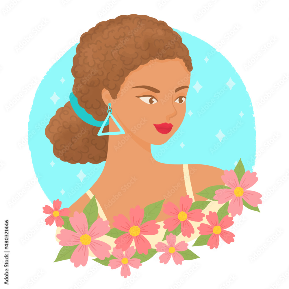 A woman surrounded by flowers, international women's day, march 8th A woman surrounded by flowers, international women's day, march 8th