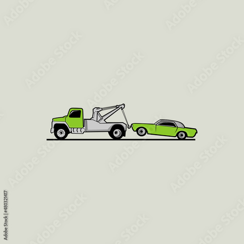 Tow Towing Truck Service Logo Template Vector,towing car vintage logo design