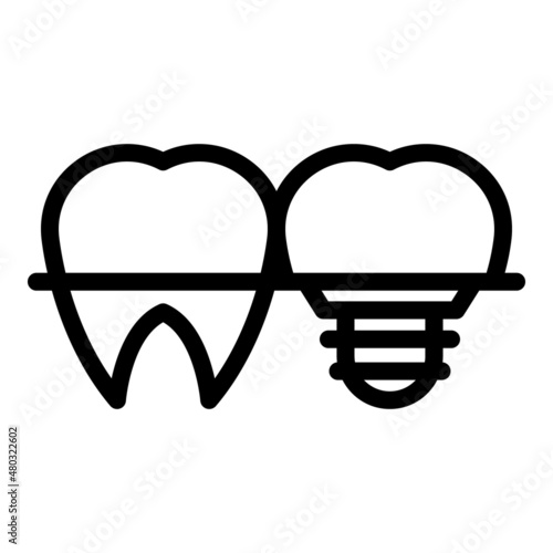 Tooth implant icon outline vector. Oral care. Dent braces