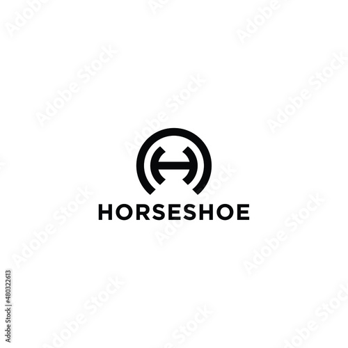 initial logo h horseshoe vector design