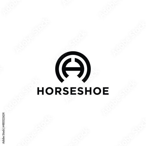 initial logo h horseshoe vector design