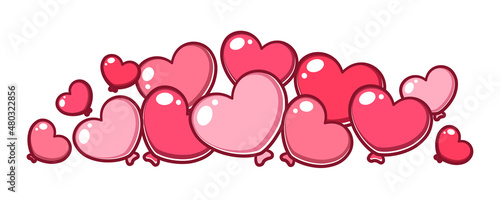 Bunch of balloons banner cartoon illustration. Valentine's day decoration element clipart.