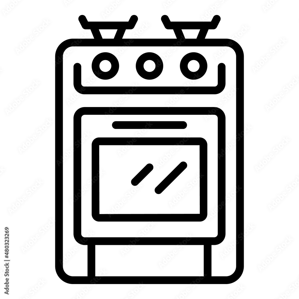 Gas stove icon outline vector. Kitchen cooker. Hot fire Gas stove icon outline vector. Kitchen cooker. Hot fire