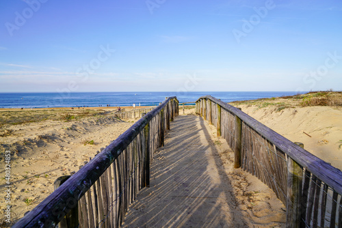 pathway wooden to access beach in talmont saint hilaire vendee France