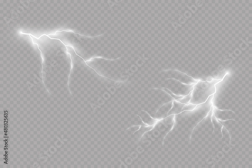 Lightning effect, thunderstorm, light effect. Electricity.