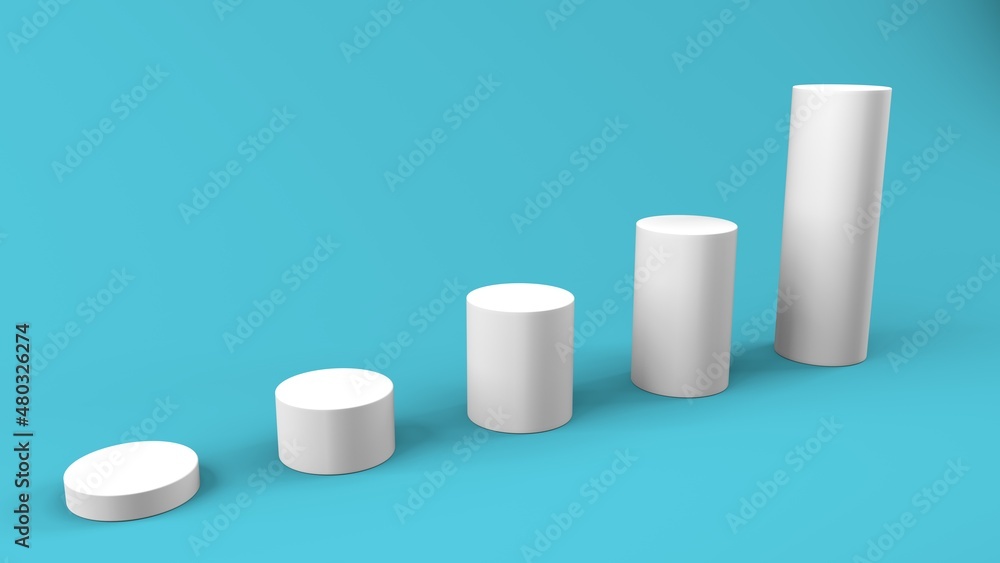 Statistics and growth graph. 3d Empty columns of economic and digital growth on a blue background. Business, income, development concept Statistics and growth graph. 3d Empty columns of economic and digital growth on a blue background. Business, income, development concept