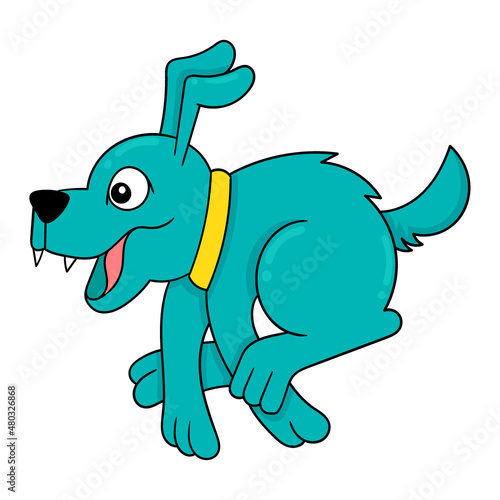 the dog is walking happily, doodle icon image kawaii