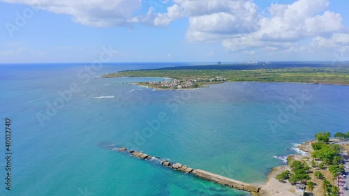 Wallpaper Mural Malecon at San Pedro de Macoris and seascape, Dominican Republic. Aerial backwards Torontodigital.ca