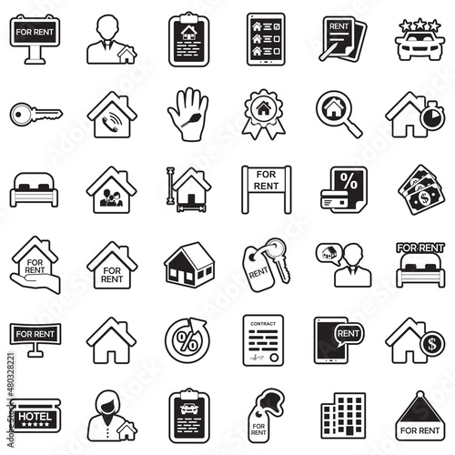 Rental Icons. Line With Fill Design. Vector Illustration.
