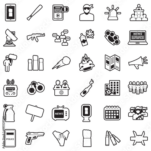 Revolution Icons. Line With Fill Design. Vector Illustration.