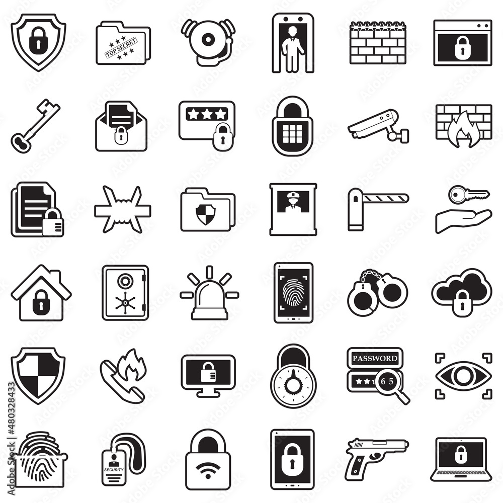 Security Icons. Line With Fill Design. Vector Illustration.