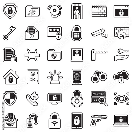 Security Icons. Line With Fill Design. Vector Illustration.