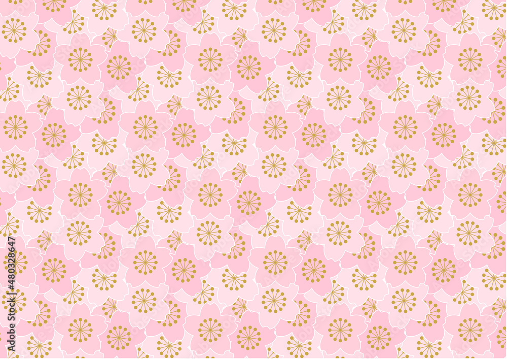 桜の花のシームレスパターン ピンク 桜の花のシームレスパターン ピンク