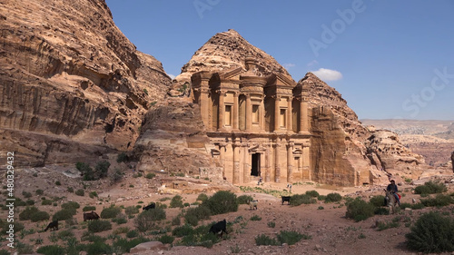 Ad-Dair is a Nabataean rock temple. View of the whole mountain from the side