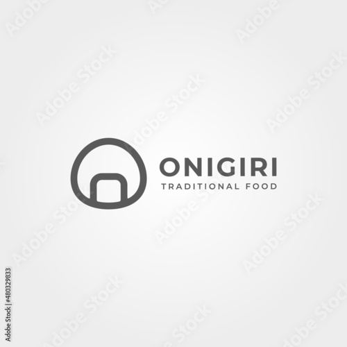 onigiri minimal logo vector symbol, creative letter O for onigiri japanese food line art logo