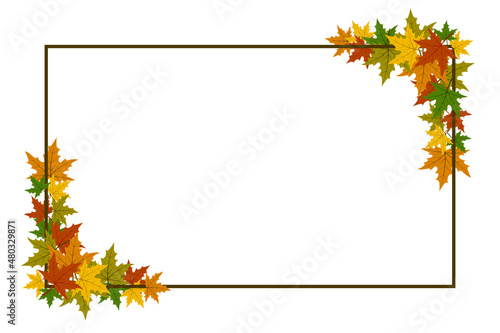 vector maple leaf autumn rectangle frame