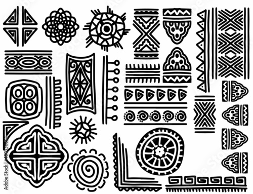set of hand drawn tribal or...
