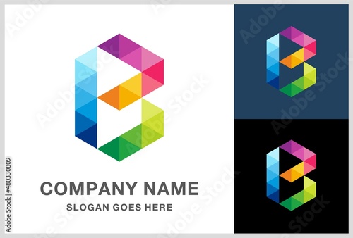 Monogram Letter B Geometric Business Company Vector Logo Design