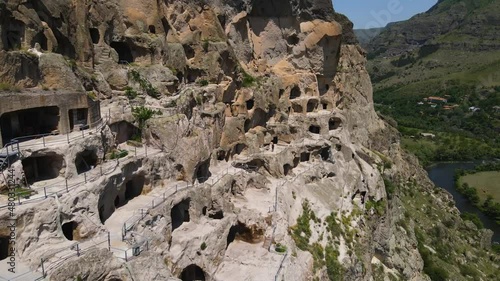 drone flight near the cave monastery complex of Vardzia. 