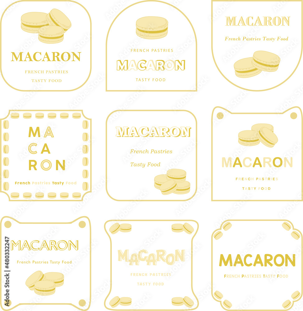 Set of vector and illustration macaron shop icon. Macaron colorful collection of logo.