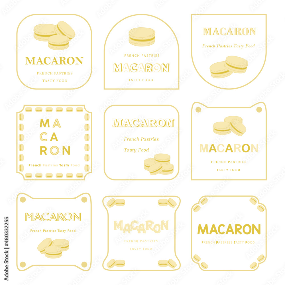 Set of vector and illustration macaron shop icon. Macaron colorful collection of logo.