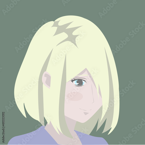a girl with blonde hair and a square