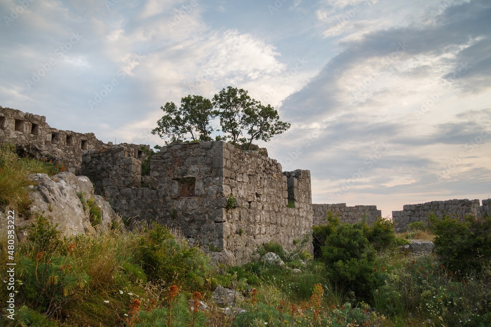 Walls of the old fortress Hai Nekhai, Montenegro.