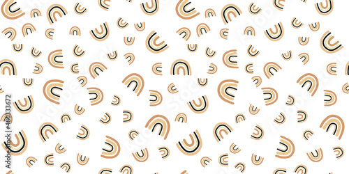 pattern seamless boho scandi doodle minimal trendy chic style, for playful fabrics, wrapping paper, wallpaper design. simple abstract shapes and colors, scattered randomly