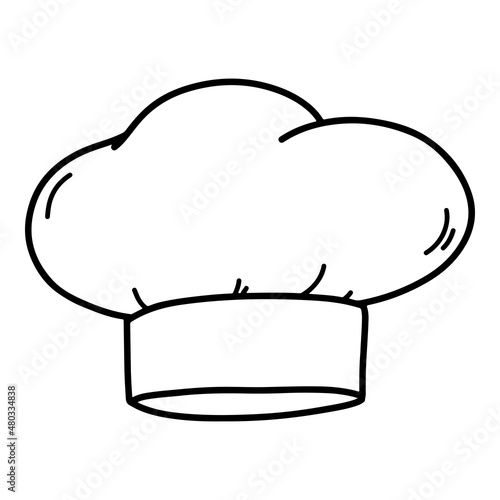 Chef cap. Hand drawn vector illustration, isolated on a white background.