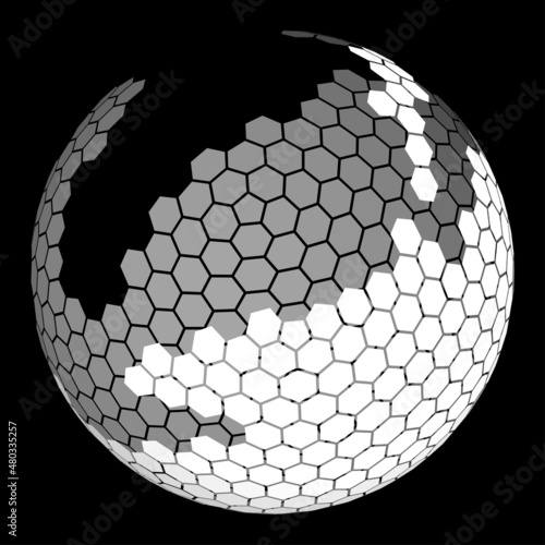 Abstract hexagonal 3d sphere vector background