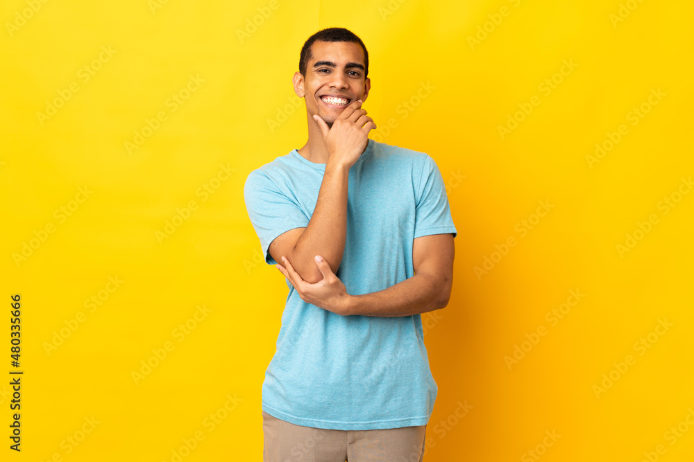 African American man over isolated background happy and smiling African American man over isolated background happy and smiling