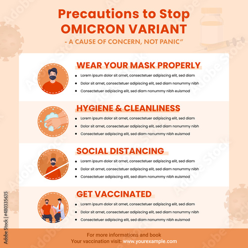 Precautions To Stop Omicron Variant Like As Wear Mask, Cleanliness, Keep Physical Distance And Get Vaccinated For Awareness.