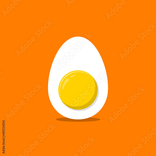 poached egg cartoon style icon illustration