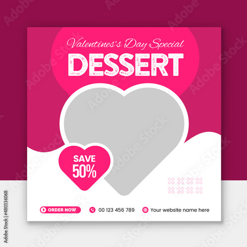 Valentine's day social media post template. Social media template vector illustration. Promotion banner template