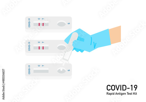 set of Covid-19 antigen test kit resulted vector isolated on white background