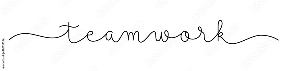 TEAMWORK black vector monoline calligraphy banner with swashes TEAMWORK black vector monoline calligraphy banner with swashes