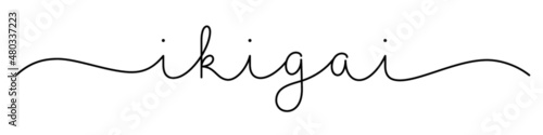 IKIGAI black vector monoline calligraphy banner with swashes