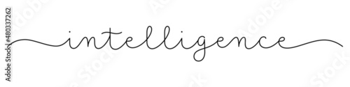 INTELLIGENCE black vector monoline calligraphy banner with swashes