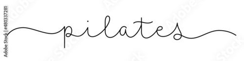 PILATES black vector monoline calligraphy banner with swashes