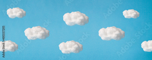 cloud made out of cotton wool on sky blue background