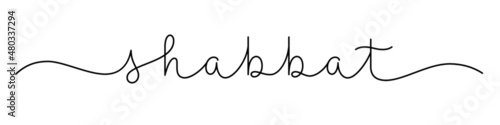 SHABBAT black vector monoline calligraphy banner with swashes