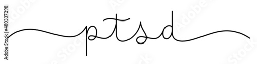 PTSD black vector monoline calligraphy banner with swashes