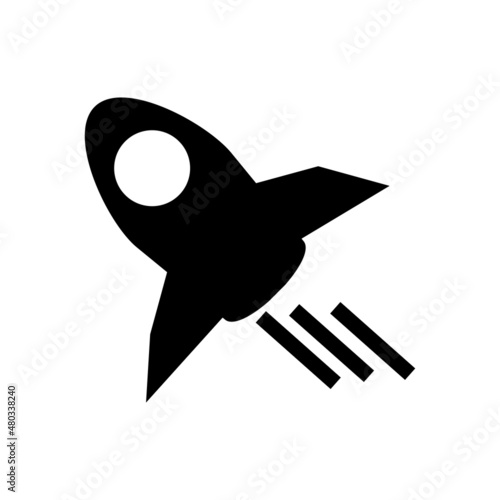 Silhouette icon of a rocket taking off. Space travel. Vector.