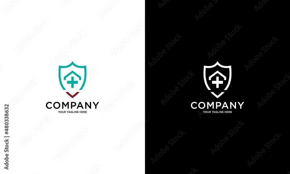 Fototapeta premium Health Protection With Shield Logo Design Vector Template For Medical Or Insurance Company.