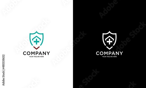 Health Protection With Shield Logo Design Vector Template For Medical Or Insurance Company.
