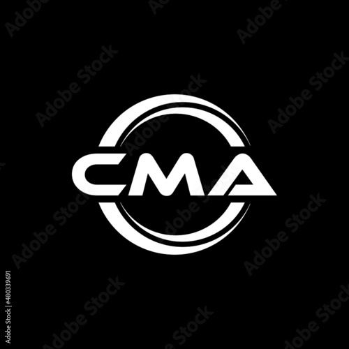 CMA letter logo design with black background in illustrator, vector logo modern alphabet font overlap style. calligraphy designs for logo, Poster, Invitation, etc.	 photo