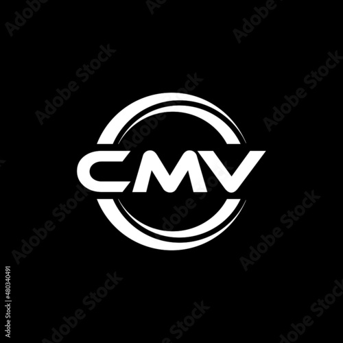 CMV letter logo design with black background in illustrator, vector logo modern alphabet font overlap style. calligraphy designs for logo, Poster, Invitation, etc.	 photo