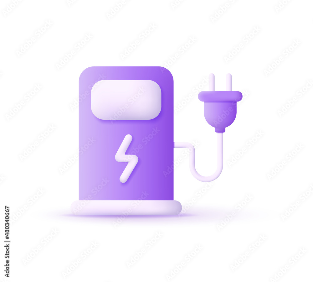 3d electric charge station isolated on white background. Eco car electric charge concept. 3d electric charge station isolated on white background. Eco car electric charge concept.