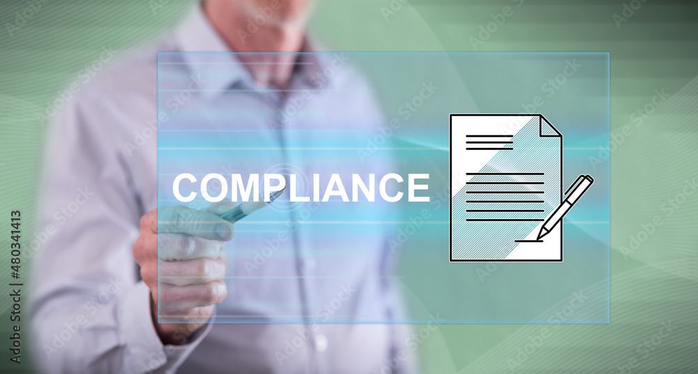 Man touching a compliance concept Man touching a compliance concept